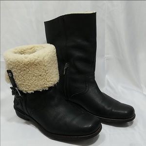 Ugg Bellevue Black Leather Boots 9.5